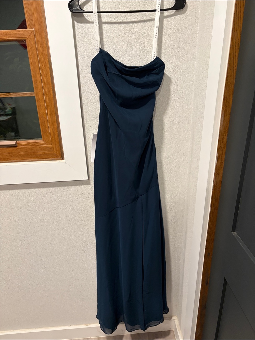 Elegant Navy Cowl Neck Slip Dress